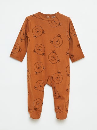 Babygrow 'Raposa' com abertura com molas de pressão atrás