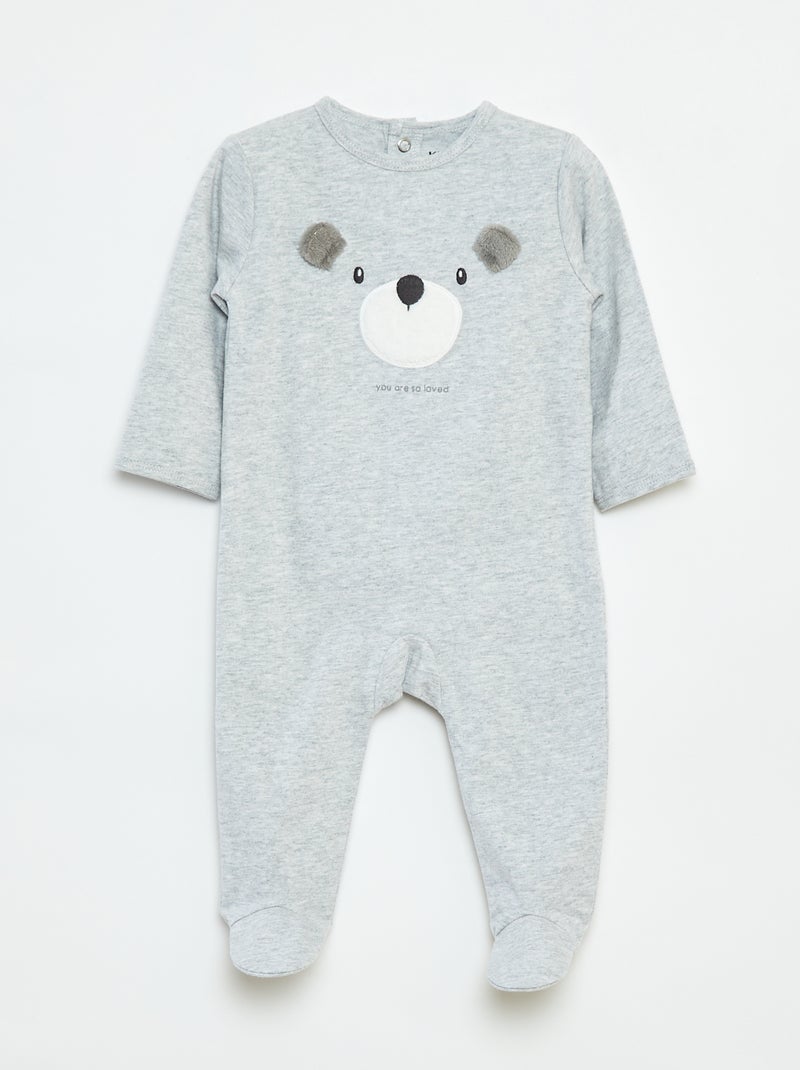 Babygrow 'Raposa' com abertura com molas de pressão atrás Cinza - Kiabi
