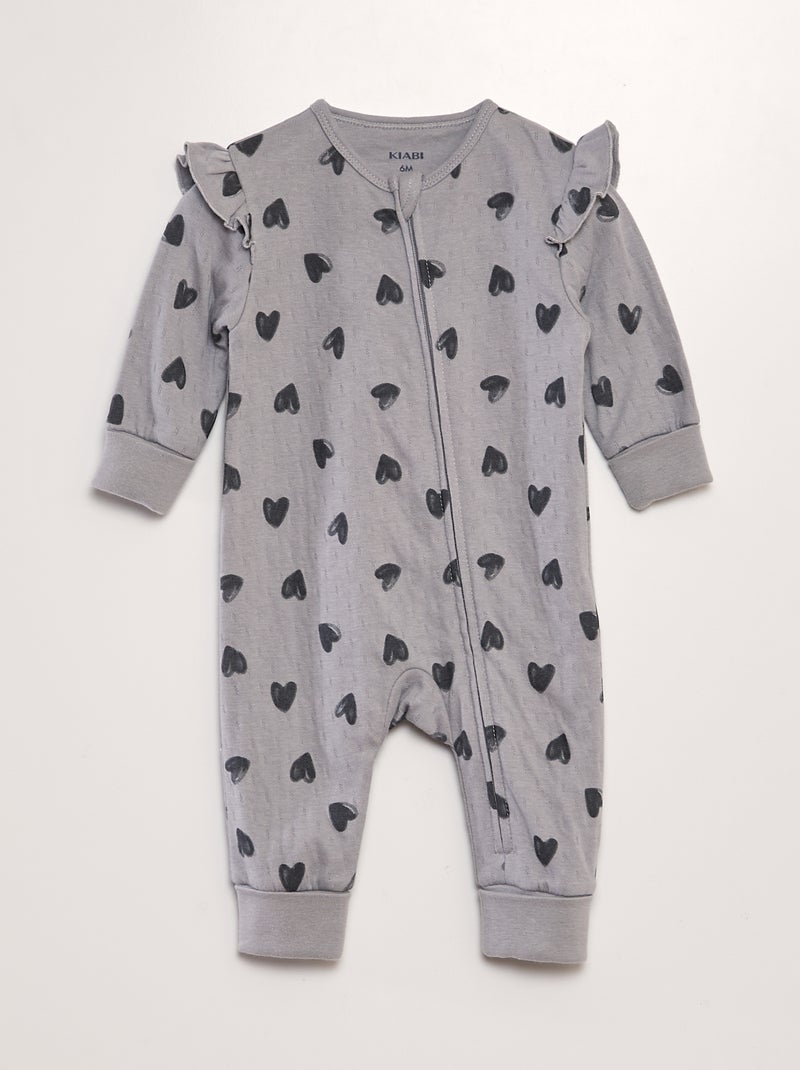 Babygrow sem pés com estampado corações CINZA - Kiabi