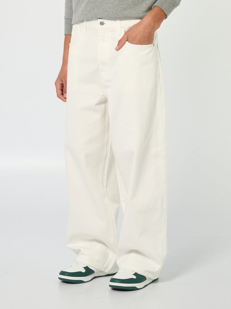 Baggy denim fit em algodão Branco - Kiabi