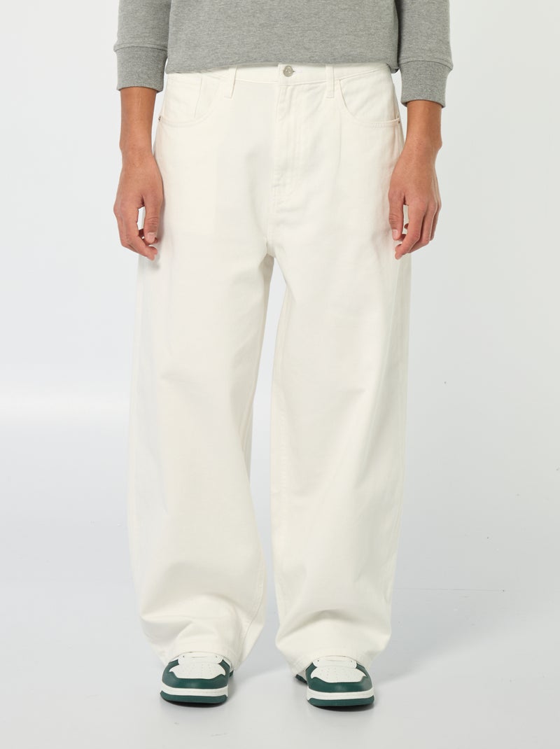 Baggy denim fit em algodão Branco - Kiabi