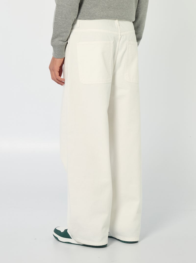 Baggy denim fit em algodão Branco - Kiabi