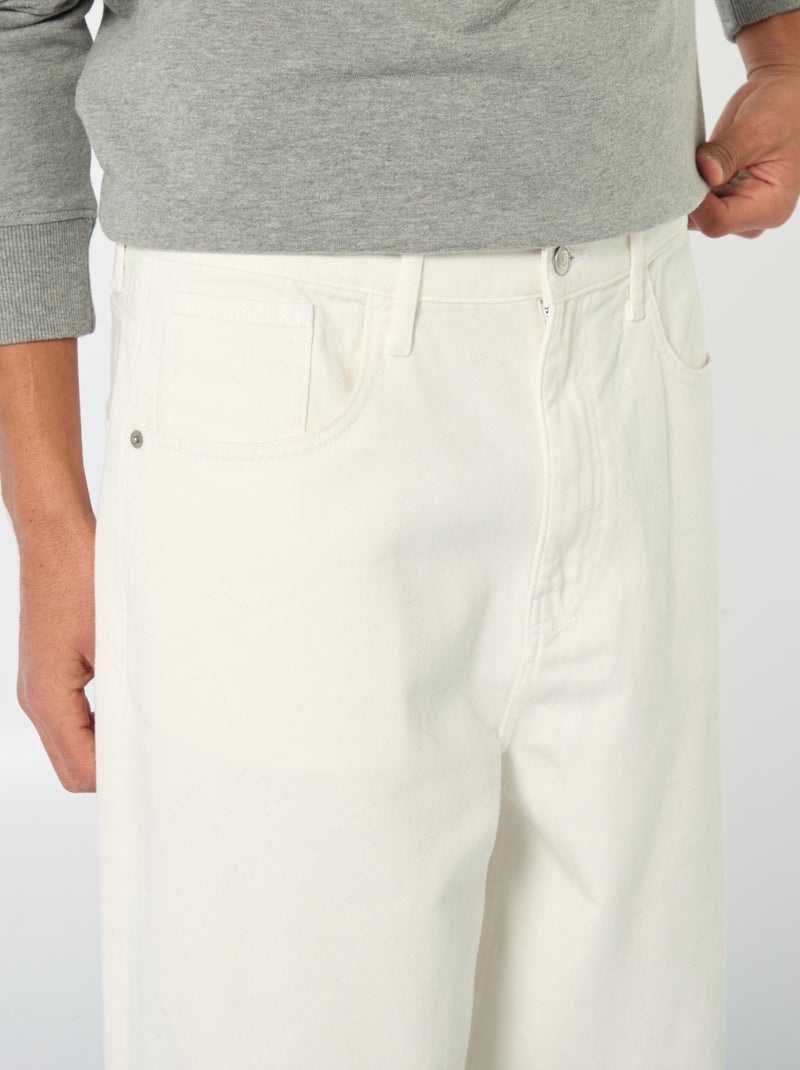 Baggy denim fit em algodão Branco - Kiabi