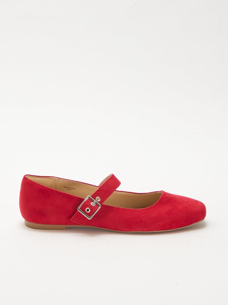Bailarinas com tiras efeito tachas Vermelho - Kiabi