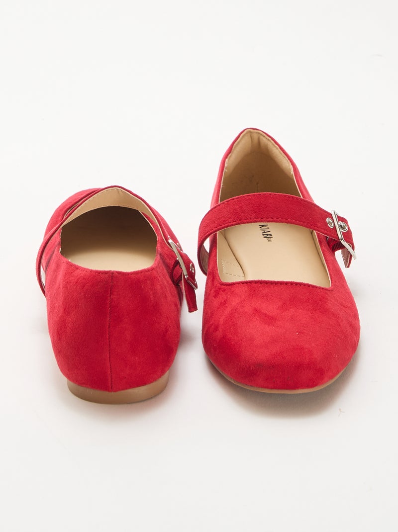 Bailarinas com tiras efeito tachas Vermelho - Kiabi