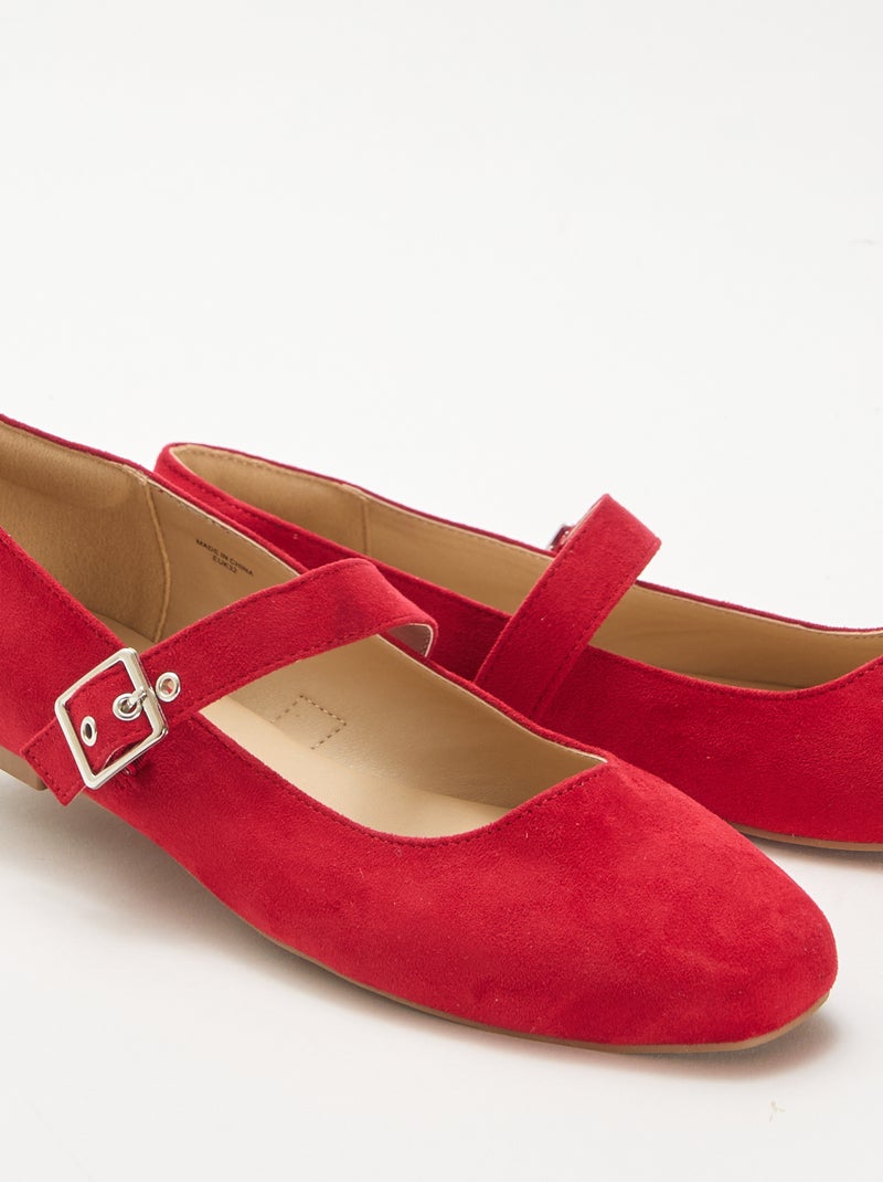 Bailarinas com tiras efeito tachas Vermelho - Kiabi