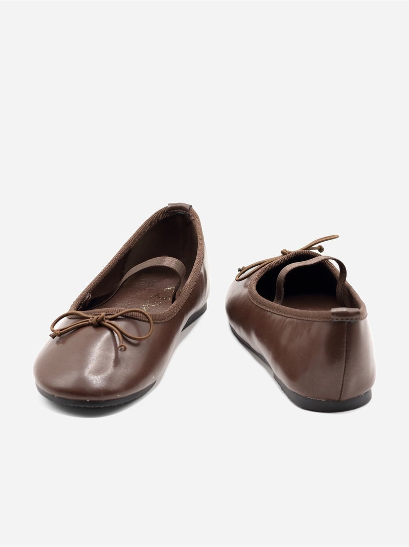 Bailarinas com um laço decorativo Castanho - Kiabi