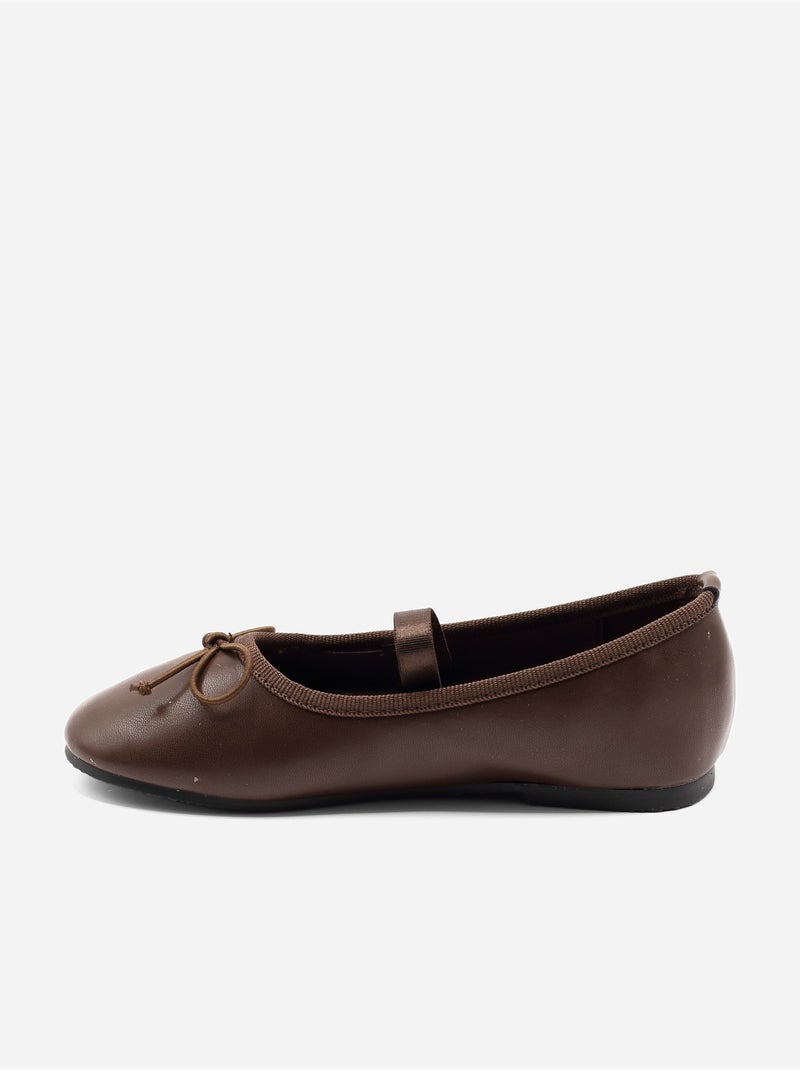 Bailarinas com um laço decorativo Castanho - Kiabi