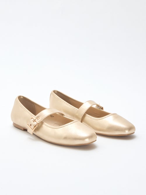 Bailarinas douradas com tiras - Kiabi