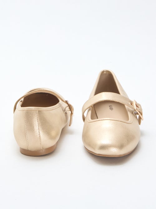 Bailarinas douradas com tiras - Kiabi