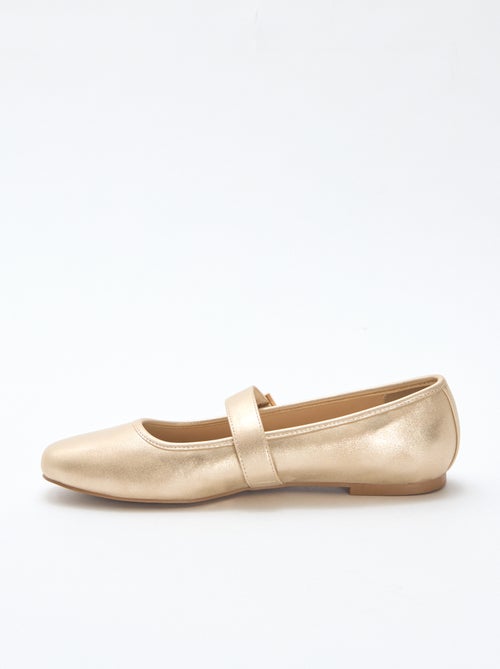 Bailarinas douradas com tiras - Kiabi