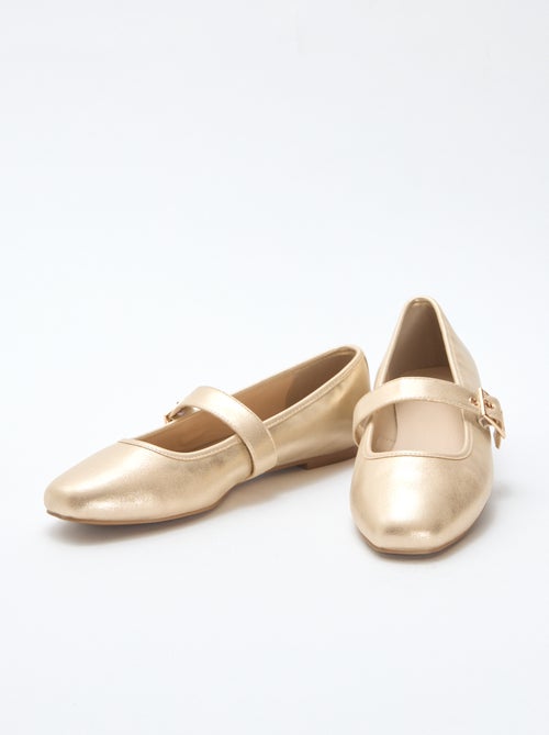 Bailarinas douradas com tiras - Kiabi