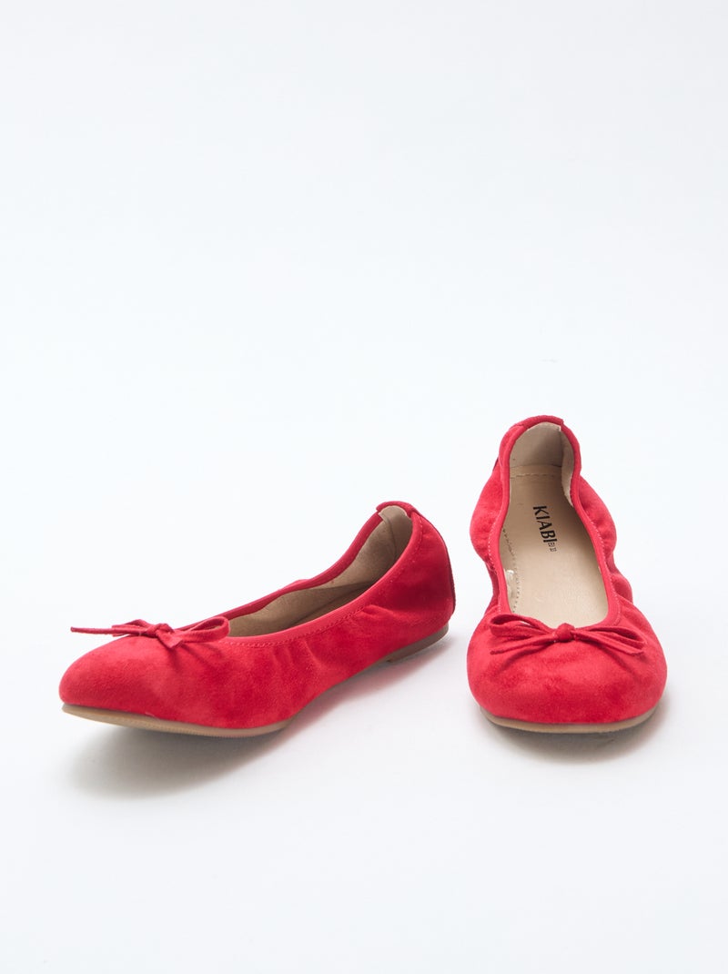 Bailarinas rasas lisas Vermelho - Kiabi