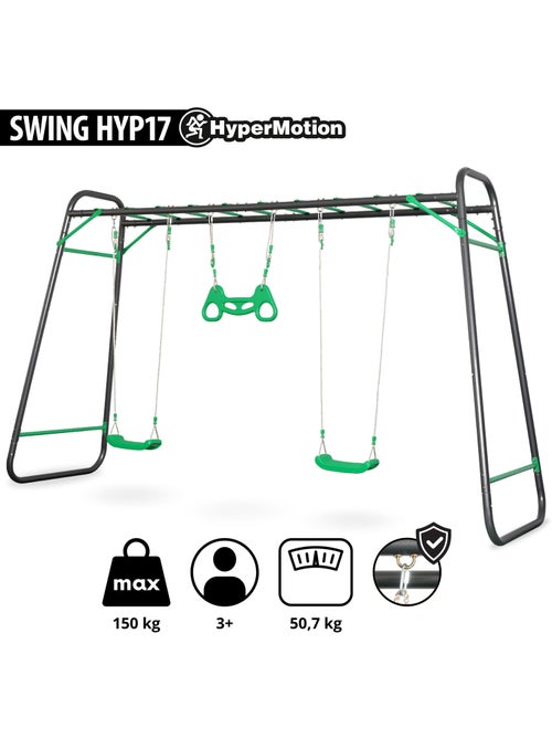Balanço de jardim xxl em aço hypermotion com escada, 2 balanços e trapézio - Kiabi