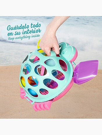 Balde de praia com acessórios e caranguejo color beach