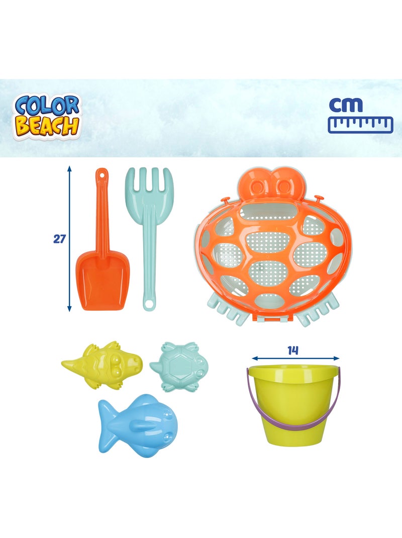 Balde de praia com acessórios e moldes color beach N/D - Kiabi