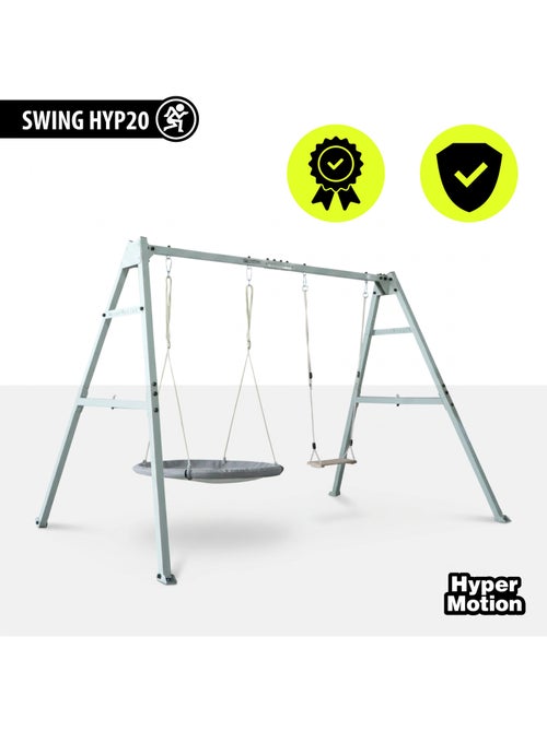 Baloiço de jardim hypermotion 4 em 1 com ninho, rede e baloiço – cinzento - Kiabi