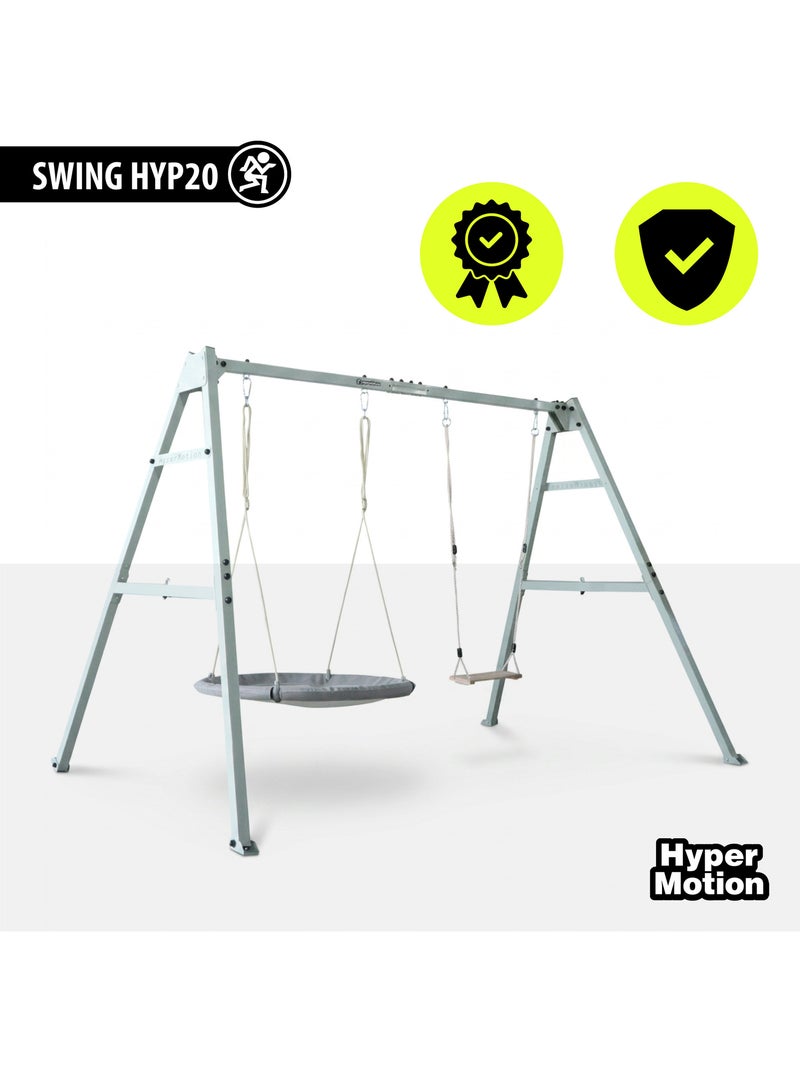 Baloiço de jardim hypermotion 4 em 1 com ninho, rede e baloiço – cinzento Cinza - Kiabi