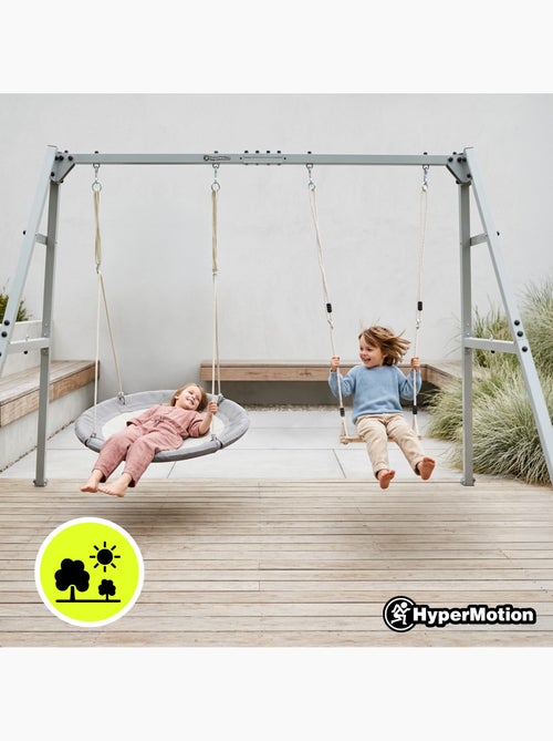 Baloiço de jardim hypermotion 4 em 1 com ninho, rede e baloiço – cinzento - Kiabi