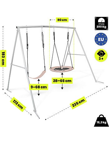 Baloiço duplo de jardim hypermotion 2 em 1 com ninho e assento – 200 kg