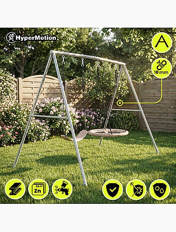 Baloiço duplo de jardim hypermotion 2 em 1 com ninho e assento – 200 kg