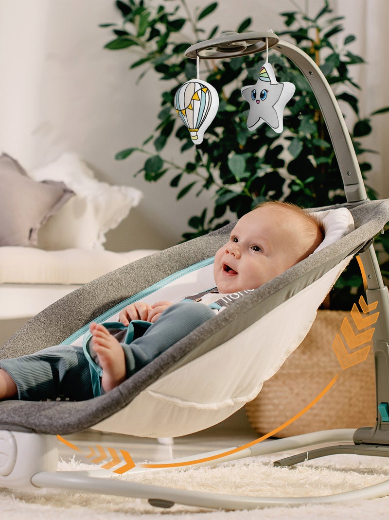 Baloiço Espreguiçadeira LIONELO Pascal – 12 melodias – Vibrações – Dobragem compacta Cinza-branco - Kiabi