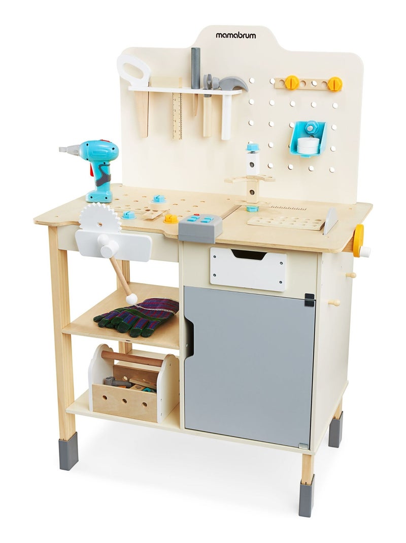 Bancada de trabalho infantil em madeira com berbequim e 74 ferramentas mamabrum N/D - Kiabi