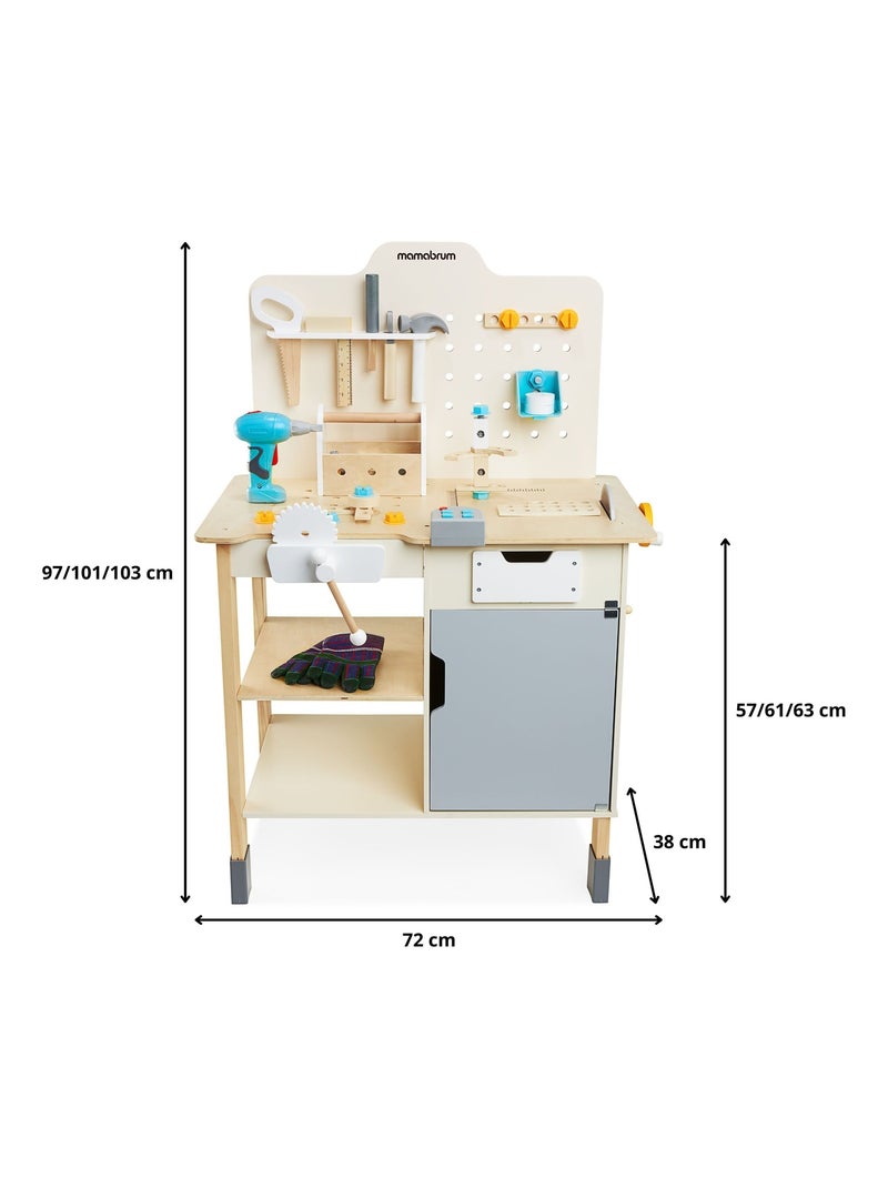 Bancada de trabalho infantil em madeira com berbequim e 74 ferramentas mamabrum N/D - Kiabi