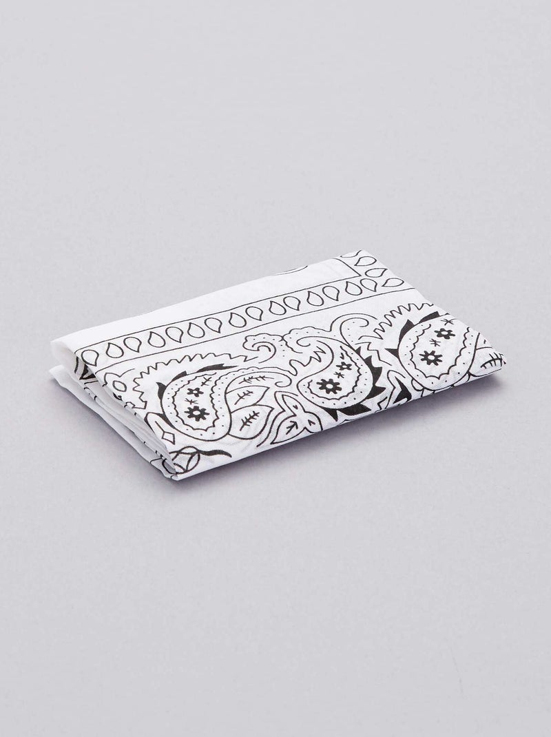 Bandana em algodão estampado- Branco - Kiabi