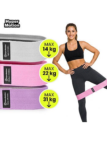 Bandas de resistência em tecido hypermotion para glúteos e coxas – 3 níveis