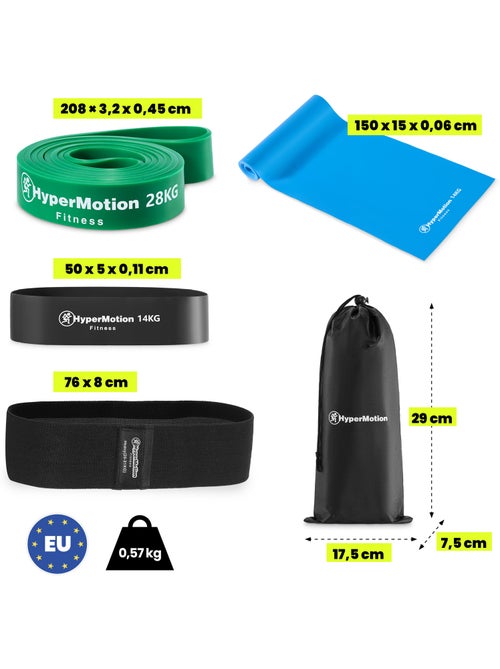 Bandas de resistência hypermotion para homens para força e massa muscular - Kiabi Bandas de resistência hypermotion para homens para força e massa muscular - Kiabi