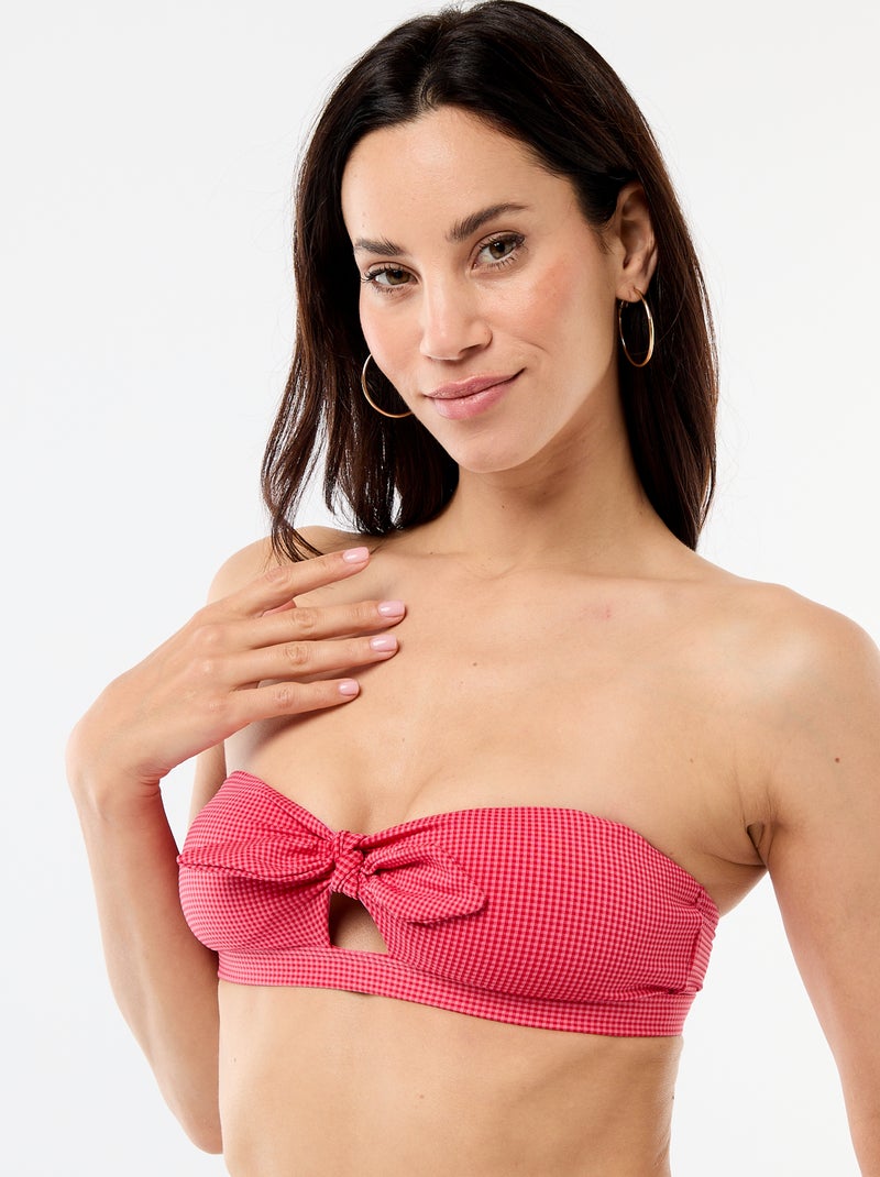 Bandeau de banho com estampado vichy Vermelho - Kiabi