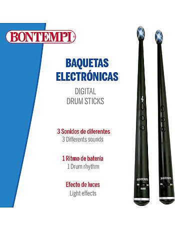 Baquetas de brinquedo elétricas c/luz e som bontempi