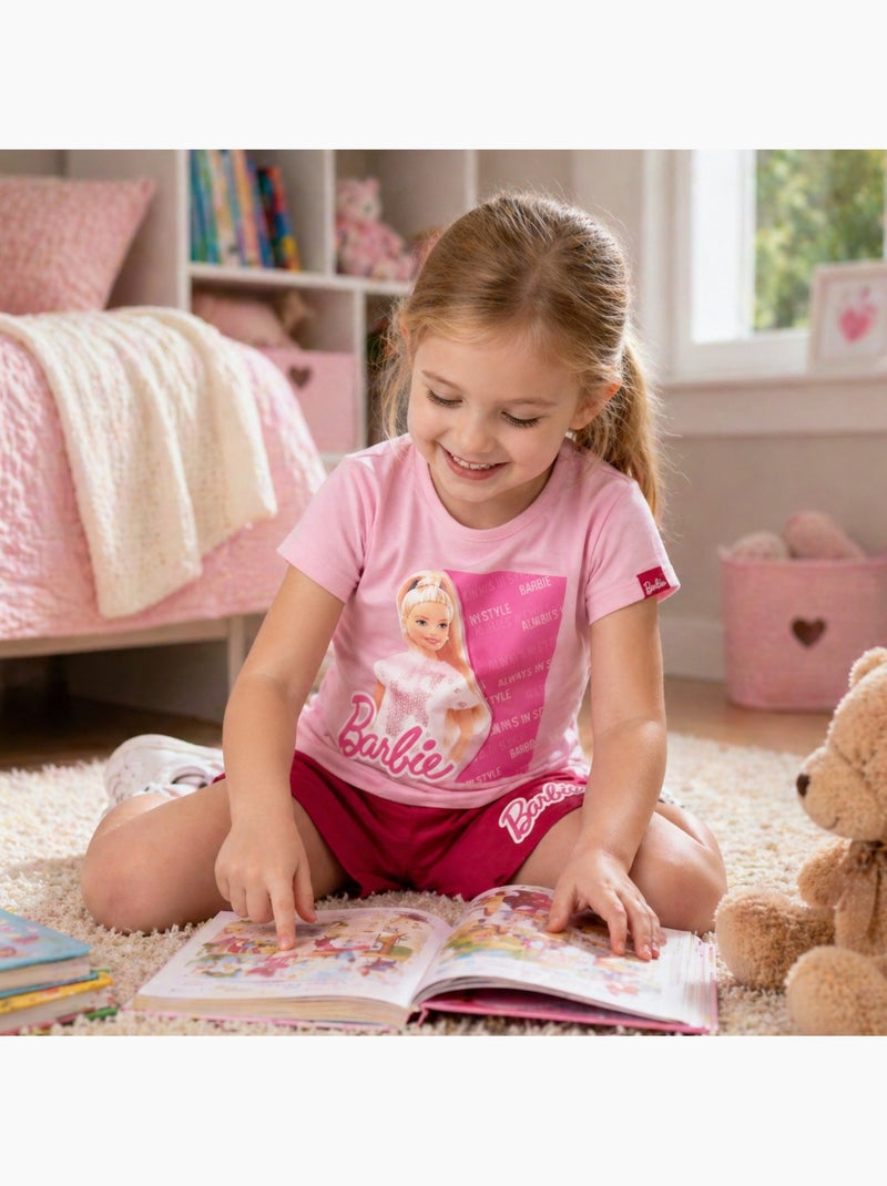 Barbie - Conjunto T-shirt e calções Rosa - Kiabi