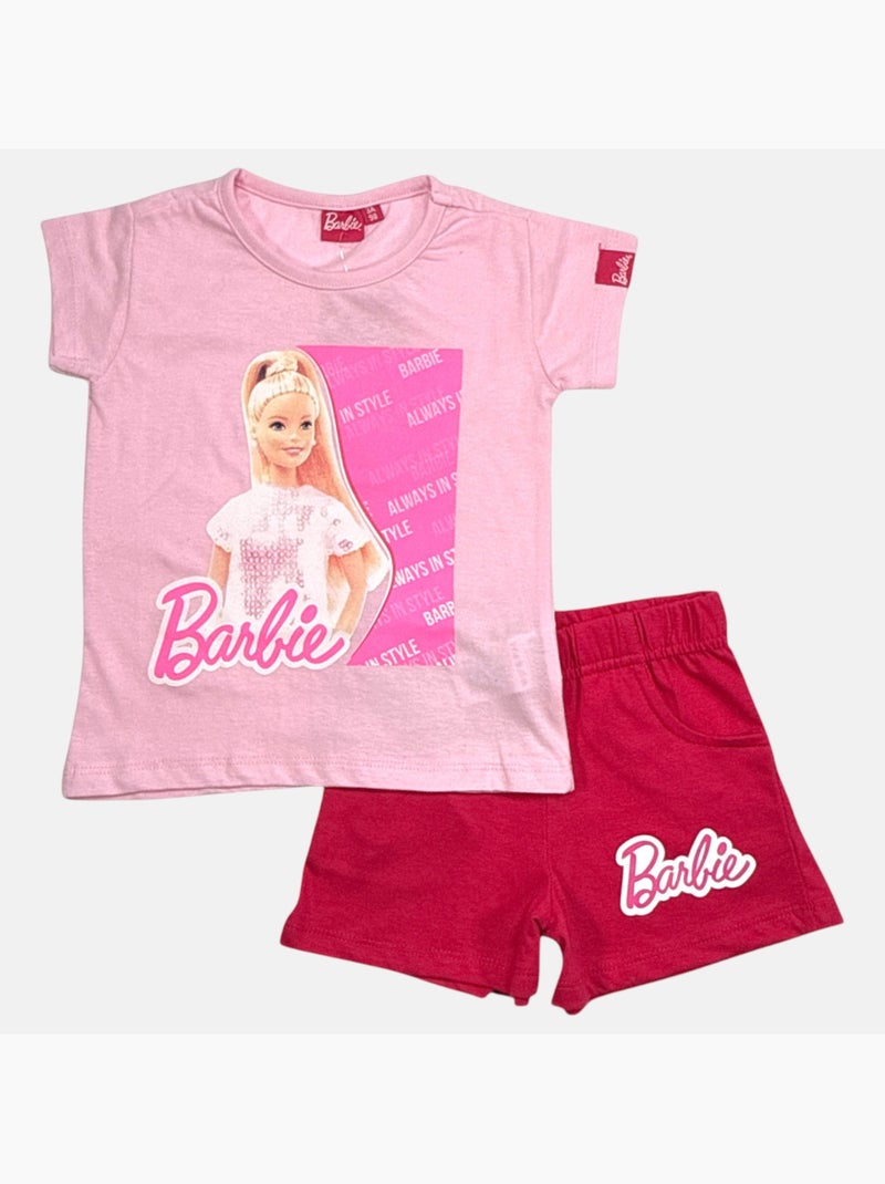 Barbie - Conjunto T-shirt e calções Rosa - Kiabi