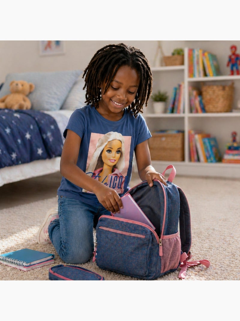 Barbie - T-shirt manga curta menina Azul-marinho - Kiabi