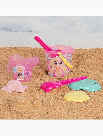 Barbie conjunto de balde de praia com boneca, acessórios e saco de transporte