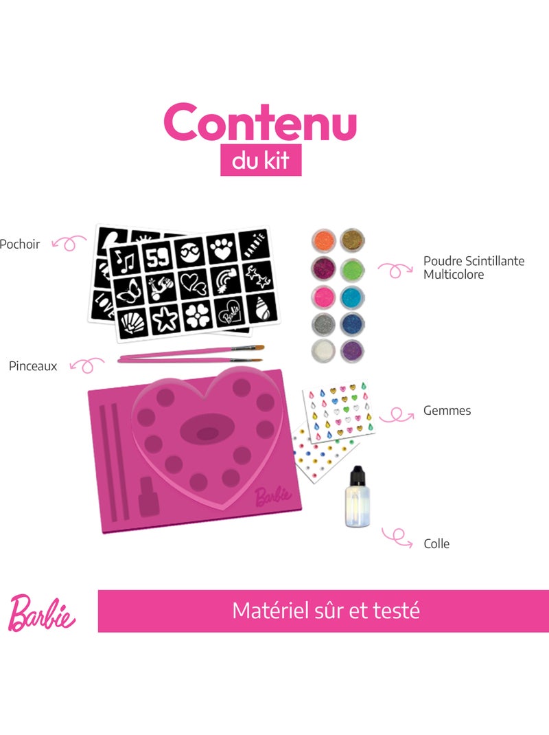 Barbie estúdio de tatuagens c/brilhantes, estênceis e gemas adesivas Rosa - Kiabi