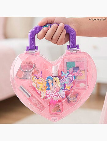 Barbie kit de maquiagem infantil coração +5 anos