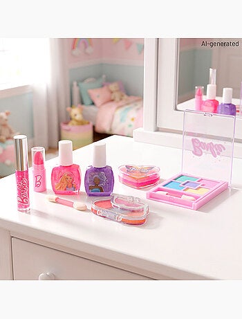 Barbie kit de maquiagem infantil coração +5 anos