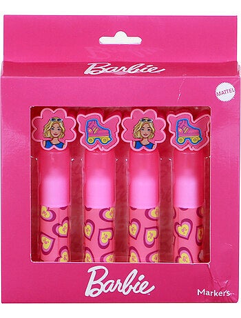 Barbie Mix Pack de 4 Marcadores Fluorescentes, Rosa