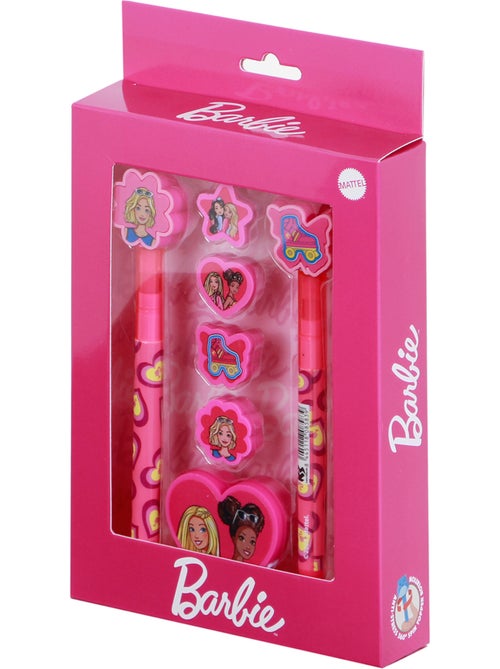 Barbie Mix Pack de Caneta de Gel Apagável + Lápis Eterno + 4 Borrachas + Apontador, Rosa - Kiabi