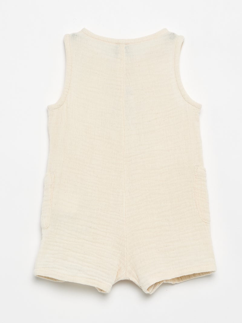Barbotina sem mangas em gaze de algodão Beige - Kiabi
