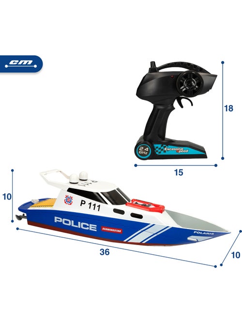 Barco policial com controle remoto 36 cm racing boat - Kiabi