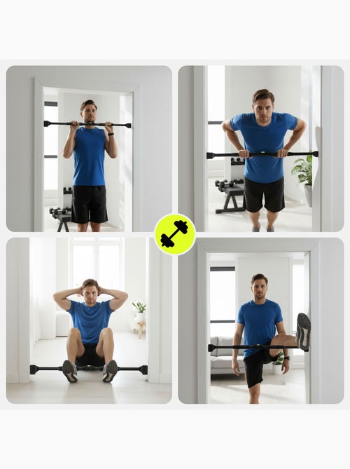 Barra de elevações ajustável hypermotion 74-100 cm – 200 kg – preta - Kiabi