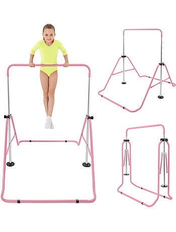 Barra de ginástica ajustável e dobrável hypermotion para crianças – rosa