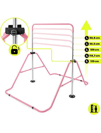 Barra de ginástica ajustável e dobrável hypermotion para crianças – rosa