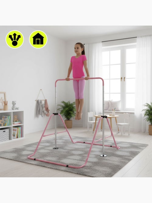 Barra de ginástica ajustável e dobrável hypermotion para crianças – rosa - Kiabi