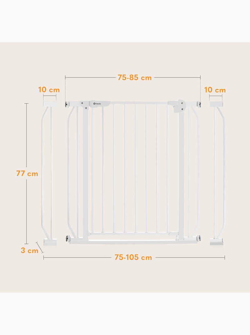 Barreira de segurança para bebés LIONELO Truus – 75–105 cm – Fixação por pressão – Sem perfuração Branco - Kiabi