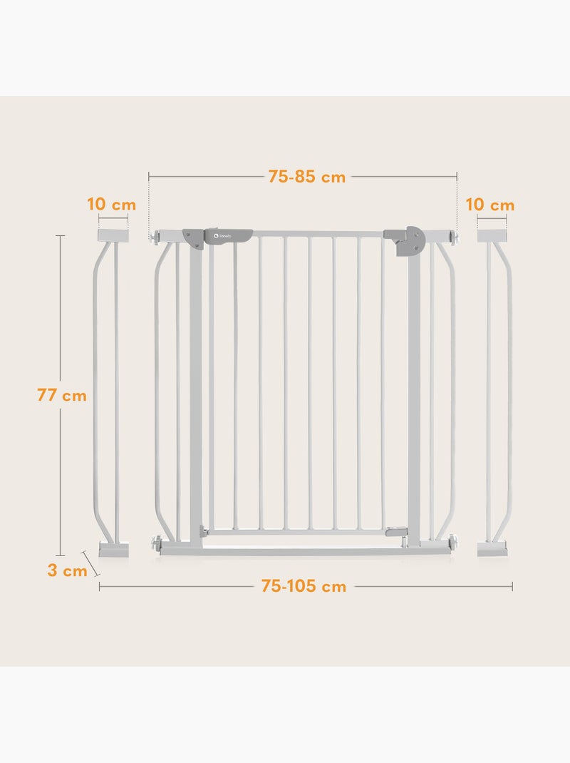 Barreira de segurança para bebés LIONELO Truus – 75–105 cm – Fixação por pressão – Sem perfuração Cinza - Kiabi